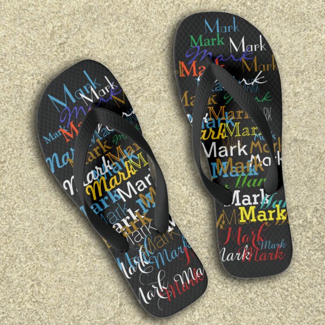 Tongs Noms de couleurs répétés | Motif personnalisé (Créateur téléchargé)