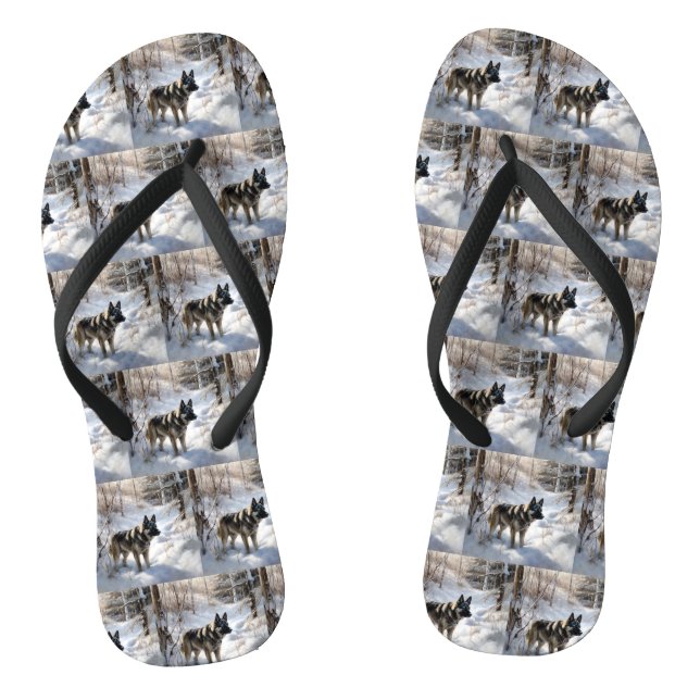 Tongs Norwegian Elkhound Laissez Tomber Neige Noël (Semelle)