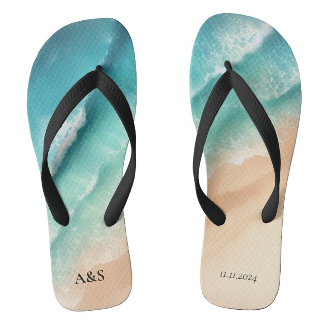 Tongs Ocean Beach SUMMER Aquarelle Mariage élégant (Semelle)