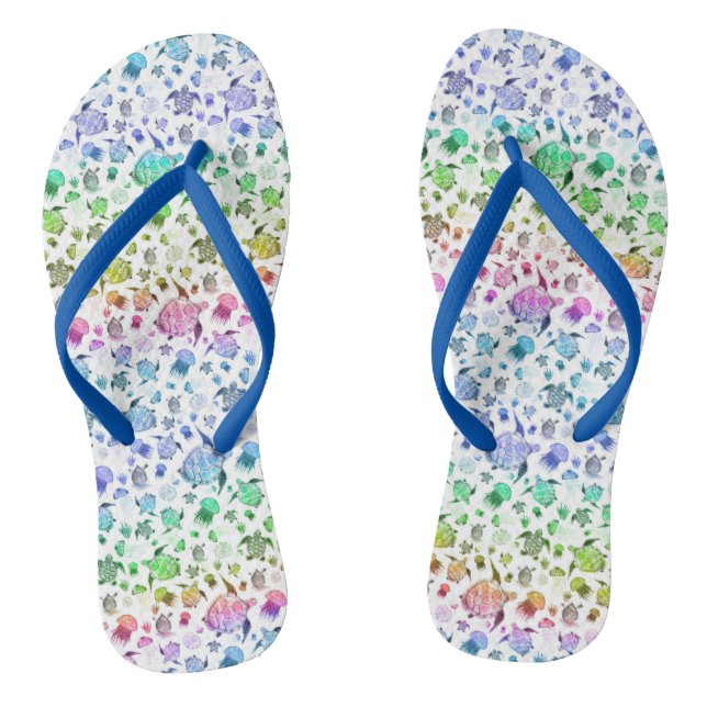 Tongs Ocean Life Rainbow Watercolor Motif (Semelle)