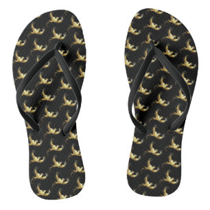 Tongs Oiseau doré sur fond noir