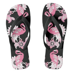 Tongs Oiseau Tropical Fantaisiste Moderne Noir Flamant R