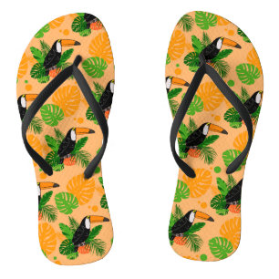 Tongs Oiseau tropical Toucan Motif sans couture