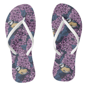 Tongs Oiseaux dans le jardin violet lilas