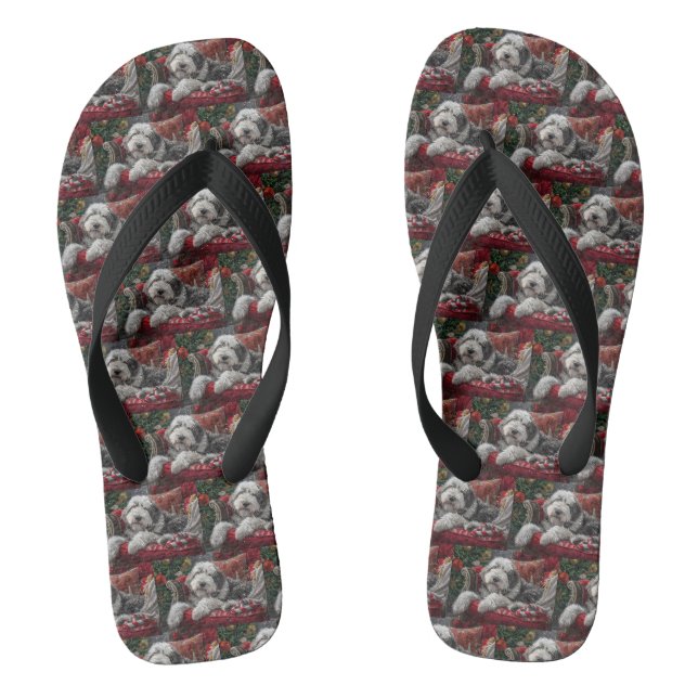 Tongs Old English Sheepdog Festive de Noël (Semelle)