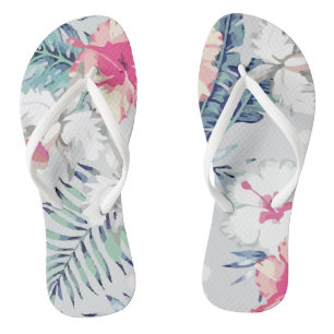 Tongs Orchidée de fleurs d'Hibiscus exotiques tropiques