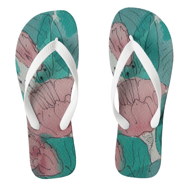 Tongs original sketchy abstrait contemporain floral (Semelle)