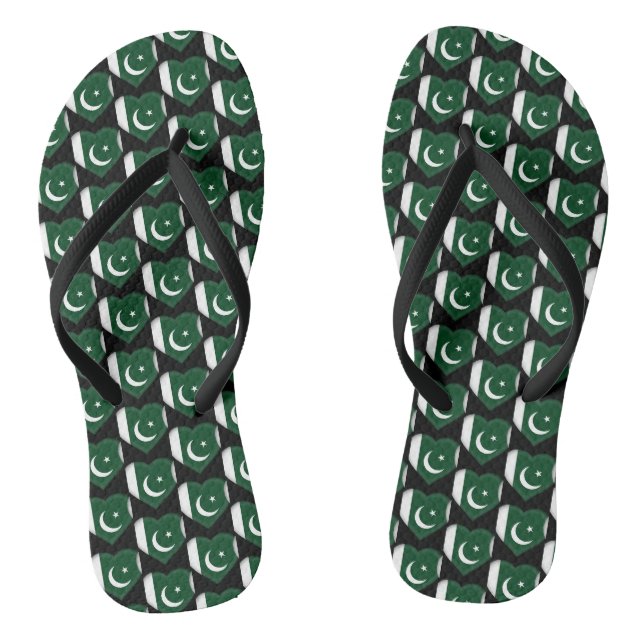 Tongs Pakistan Drapeau couleurs Coeurs Motif patriotique (Semelle)