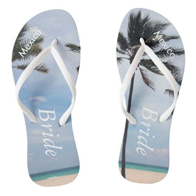 Tongs Palm Tree I Mariage Flip Flops Bride Beach Sandale (Semelle)