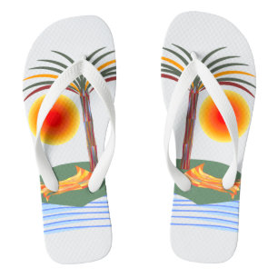 Tongs Palmier tropicale, soleil et vagues