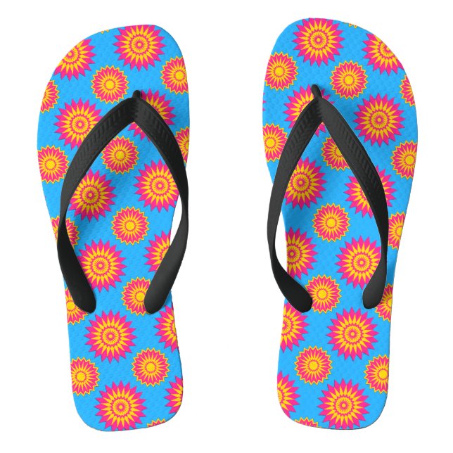 Tongs Pansexualité orgueil / motif de fleurs géométrique (Semelle)