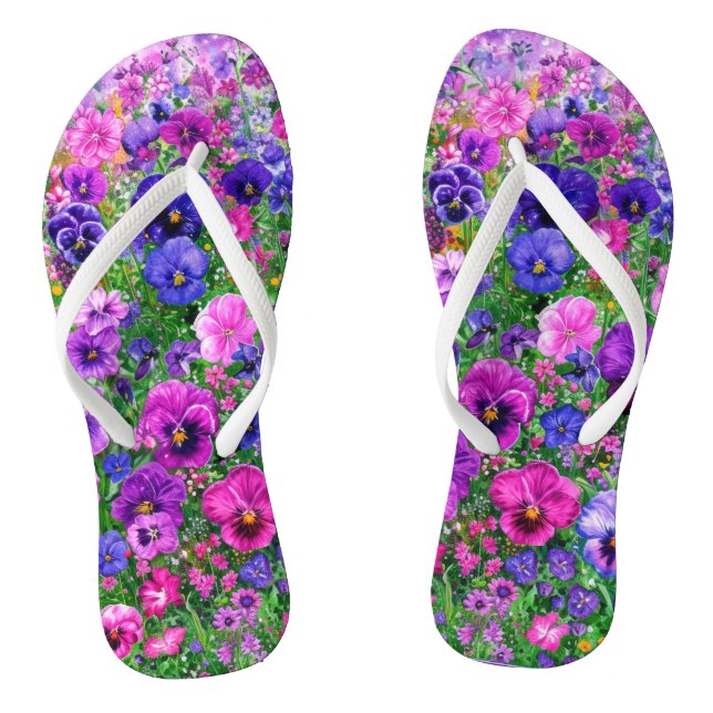 Tongs Pansy rose et violet (Semelle)