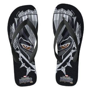 Tongs Panthère noire   Emblème de tête de panthère noire