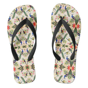 Tongs Pantoufles d'art aquarelle d'oiseau tropical
