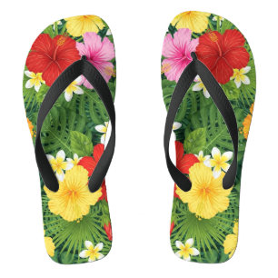 Tongs Pantoufles rouges à fleurs pour femmes – Chaussons