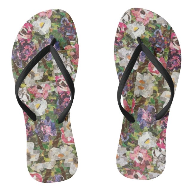 Tongs Papier rose Collage Flower Thin Strap Flip flops (Semelle)