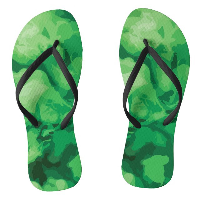Tongs Papiers verts avec desgin abstrait nuageux (Semelle)