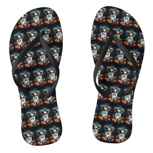 Tongs Papillon d'Halloween avec la peur Citrouille (Semelle)