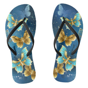 Tongs Papillons dorés