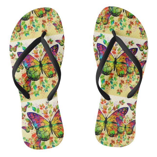 TONGS PAPILLONS PRINTANIERS NATURE COLORÉE (Semelle)