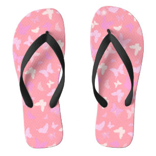 Tongs Papillons roses Motif sans couture