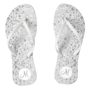 Tongs Parties scintillant blanche et diamant