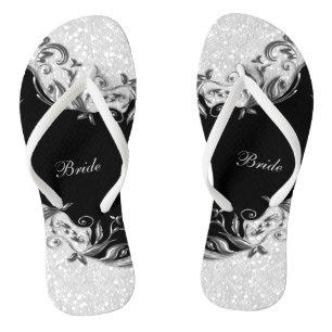 Tongs Parties scintillant Florale Noire & Confetti   Mar