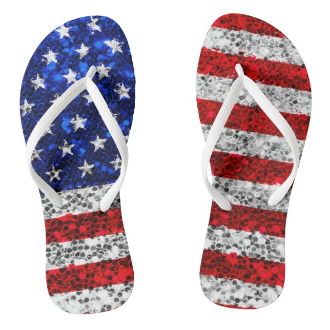 Tongs Parties scintillant patriotique Drapeau américain  (Semelle)