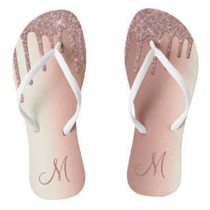 Tongs Parties scintillant rose Gold Sparkle Monogramme