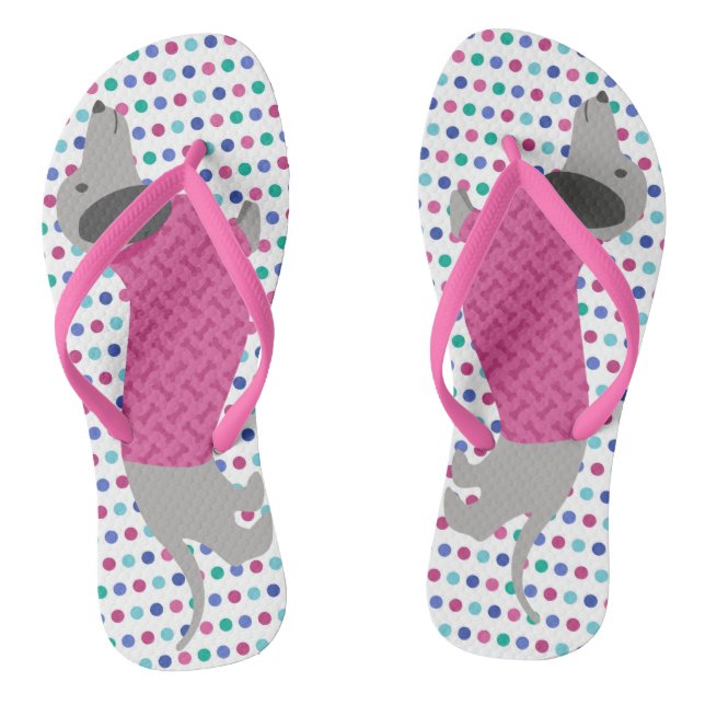 Tongs Pastel Pois Dachshund Flip Flops (Semelle)