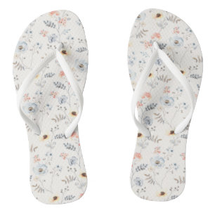 Tongs Pastel Poppy Floral Garden Motif
