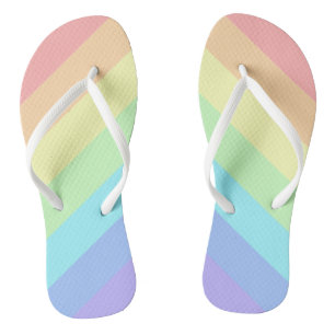 Tongs Pastel Rainbow Slash Stripes