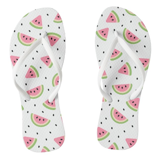 Tongs Pastèque rose, Graines de pastèque, Motif d'été (Semelle)