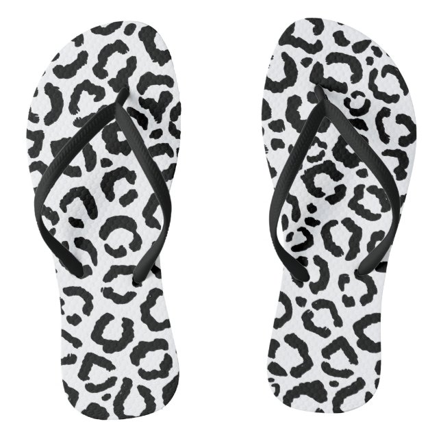 Tongs Patteries du Black White Leopard animal (Semelle)