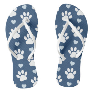 Tongs Pattern of paws, Dog paws, White paws, Blue Hearts