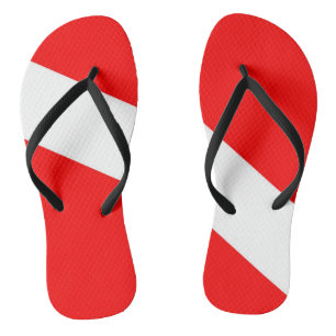 Tongs pavillon plongeur rouge diagonal symbole de plongé