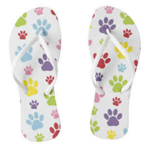 Tongs Paws colorés, Motif Paw, Paws de chien, Empreintes