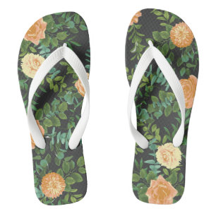 Tongs Peach Dark Grey Mariage Rose Floral