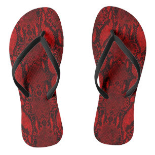 Tongs Peau de serpent rouge