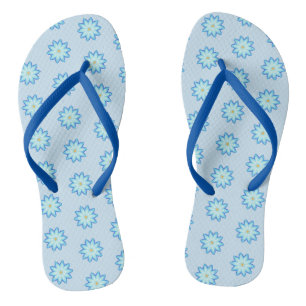 Tongs Peinture Abstraite de Fleurs de Lotus Bleu sur Ton
