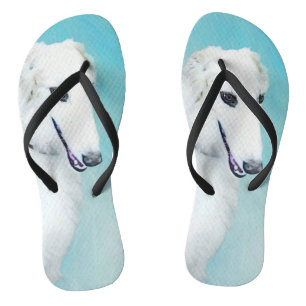 Tongs Peinture de Borzoi (Blanc) - Joli Chien d'origine