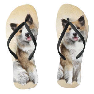 Tongs Peinture de Chien Islandais - Art Original de Chie