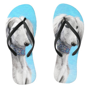 Tongs Peinture de Saluki (Argent) - Joli art original de