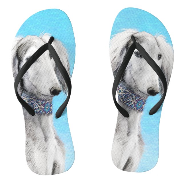 Tongs Peinture de Saluki (Argent) - Joli art original de (Semelle)