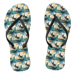Tongs Peinture de surf sur la plage de Terrier de Boston