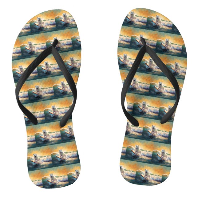 Tongs Peinture de Surf sur Plage de l'Eskimo Américain (Semelle)