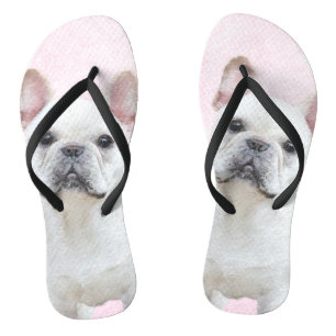 Tongs Peinture française de Bulldog (Crème/Blanc) - Art 