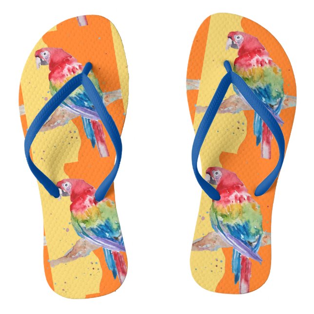 Tongs Perroquet Perroquets Tropical Macaw Oiseau Orange  (Semelle)