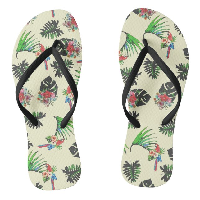 Tongs Perroquets tropicaux et motifs floraux (Semelle)