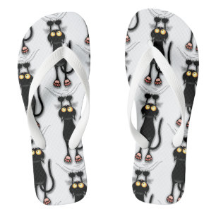 Tongs Personnage de chat drôle grattant le tissu